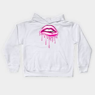 Metallic Dripping Bubblegum Lips Kids Hoodie